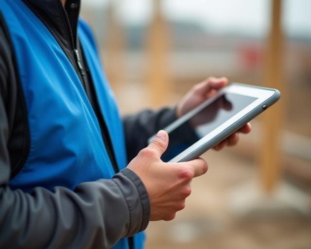 Technician using tablet for quality control